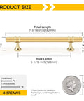 Gold Cabinet Pulls 10 Pack 5 Inch Heavy Duty Zinc Alloy Drawer Handles with Dimensions and Size Comparison