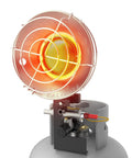 Front view of Portable 15000 BTU Propane Heater For Outdoor Use With Three Adjustable Modes And Safety Shut Off Valve Ideal For Patio Camping Fishing And Garage Great For Patios And Campouts All Weather Durability