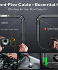 Boss HD Endoscope Camera With Light 1920P Borescope with semi-rigid snake cable and 4.3-inch IPS screen used in automotive.
