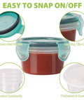6 Pack 2.7 Oz Condiment Containers With Leakproof Lids, featuring silicone seals and locking clip lids, BPA Free for Dips