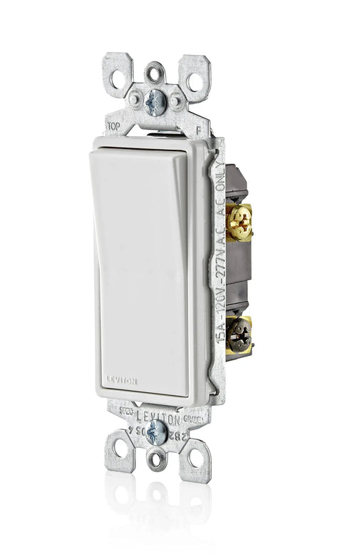 Antimicrobial Decora Rocker 3 Way AC Quiet Switch 15 Amp 120 277V White Model 5603 2AW for cleaner surfaces