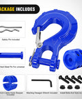 Forged Steel Winch Hook Set 3/8 Inch Grade 70 Safety Latch Clevis Slip Hook With Cable Stopper And Allen Wrench Included 35,000 Lbs