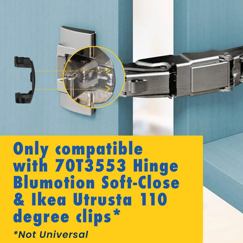 Cabinet Hinge Restrictor Clips 50 Pack Black for Kitchen Cabinet Doors Wall Protectors Door Stop 86 Degree Angle