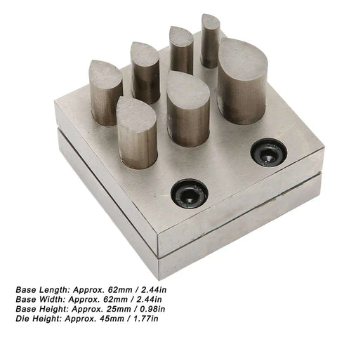 Drop Shaped Disc Cutter Set 7 Piece Punch Die Forming Kit For Jewelry Making And Metal Gaskets Sheets With Base 62x62mm