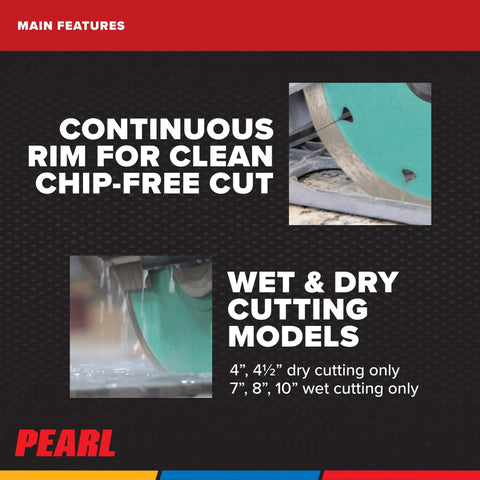 Diamond Porcelain Tile Blade For Hard Ceramics And Stone With Mean Cutting Power Fast Cuts And Long Life shown with blade edge features.
