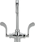 Double Lab Faucet With Long Gooseneck And 4 Inch Wrist Blade Handles, Deck Mounted Chrome Finish, Lead Free Brass Body, 2.2 GPM