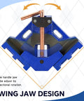 Pro Grade Right Angle Welding Clamp With One Handle 90 Degree Precision, Heavy Duty Cast Iron Two Axis Weld Clamp with blue swing jaw