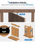 Hidden Door Pivot Hinge For 300 LB Secret Door installation details, showing 360-degree rotation and center pivot features.