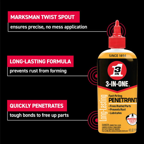 Fast Acting Penetrant Drip Oil 4 Oz For Loosening Stuck Parts And Rust Prevention Great For Tools Hinges Nuts And Bolts front view