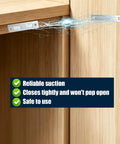 Premium Stainless Steel Magnetic Door Catch With Adhesive Strips And Screws Ideal For Securing Cabinet Doors Smoothly, shown on a cabinet.