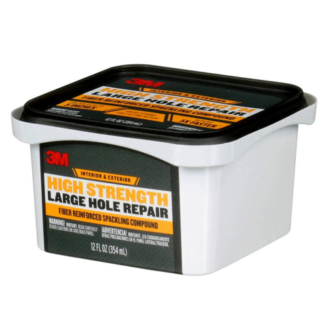 Heavy Duty Fiber Reinforced Spackling Compound, 12 Oz, For Large Hole Repairs in Drywall Plaster Stucco Concrete and Wood, tub view