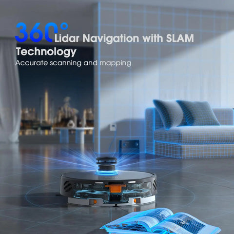 LiDAR Mapping Robot Vacuum And Mop With Smart Navigation WiFi App Alexa Voice Control Obstacle Avoidance on hard floors