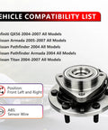 Pair Front Wheel Bearing Hub Assembly For Nissan Pathfinder Armada Titan Infiniti QX56 2004 2005 2006 2007 6 Lugs With ABS Fits Front Wheels Durable Replacement