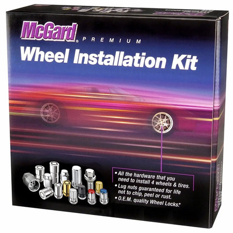 Cone Seat Wheel Lug Nut And Lock Kit For 6 Lug Rims, M14 x 2.0 Thread packaging showing components