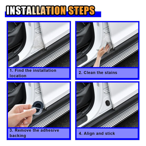 Silicone Car Door Shock Absorber Kit With Self Adhesive Bumper Protector For SUVs And Trucks, installation steps guide