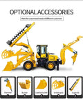 Backhoe Loader Do-It-All Combo For Farm Use, Compact Tractor Excavator with versatile attachments displayed including hammer and bucket