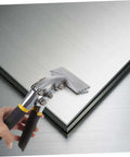 Hand using Manual Metal Bender With Straight Jaw Hand Seamer For Sheet Metal Bending Tool Non Slip Handle on metal sheet