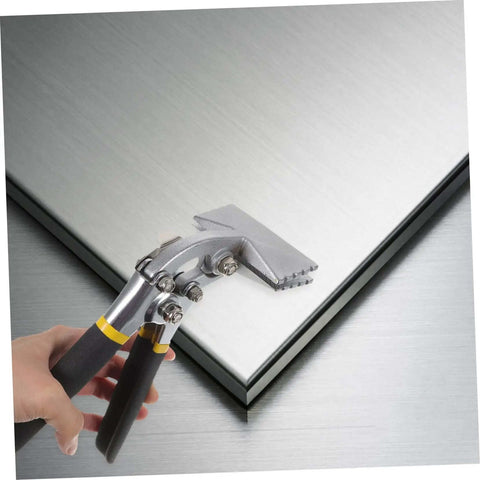 Hand using Manual Metal Bender With Straight Jaw Hand Seamer For Sheet Metal Bending Tool Non Slip Handle on metal sheet