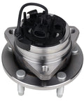 Top view of Front Wheel Bearing And Hub Assembly 513214 Fits Chevy Malibu 04-12 Cobalt HHR 08-10 Pontiac G6 05-10 Saturn Aura 07-09 5-Lug With ABS Front Wheel Hub Replacement showing 3-bolt flange and ABS sensor.