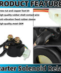 Heavy Duty Starter Solenoid Relay For 4 Stroke GY6 Engines 50cc To 250cc Fits ATV Scooter Dirt Bike Go Kart Quad Moped Pit Bike And Honda Roketa Taotao SunL Coolster SSR Clones Hassle Free Install, black relay with wires and copper terminals