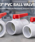 3 PVC Shut-Off Ball Valve 3 Inch Schedule 40 150 PSI ASTM Socket Heavy-Duty uPVC Body For Potable Water Irrigation