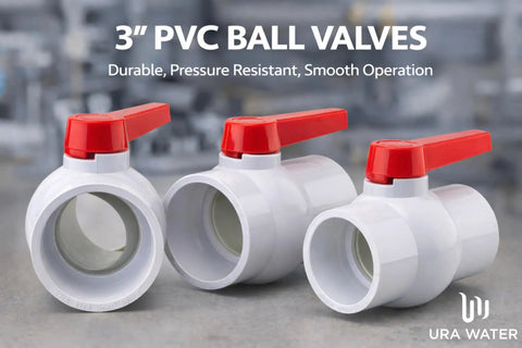 3 PVC Shut-Off Ball Valve 3 Inch Schedule 40 150 PSI ASTM Socket Heavy-Duty uPVC Body For Potable Water Irrigation