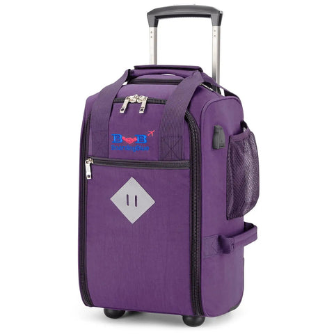 Purple Rolling Personal Item Under Seat Duffle Bag 17x10x9 Inches Fits Most Major Airlines Including Spirit and Frontier