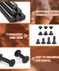 145 Sets Chicago Screws For Leather In Black Gunmetal Finish displayed in 7 sizes and corrosion-resistant material