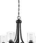 Bolden Five Light Chandelier In Flat Black Finish With Clear Seeded Glass Shades Indoor Ceiling Light With 72 Inch Chain And 120 Inch Leadwire Bulbs Not Included Includes Mounting Hardware UL And ULC Approved For Indoor Use