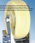 Close-up of heavy-duty universal caster wheel with a secure locking brake and reinforced bracket design for enhanced load-bearing capacity.