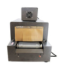 No Nonsense Heavy Duty 220V Heat Shrink Tunnel Machine featuring quartz infrared tubes with front view and mesh roller for wrapping.