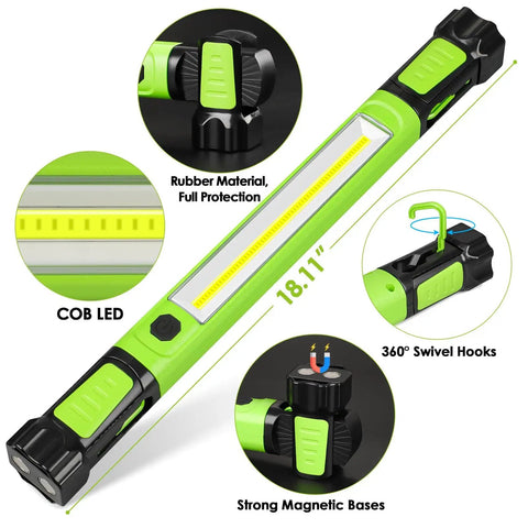 Magnetic Underhood LED Work Light 2500LM, Rechargeable 5200mAh, cordless mechanic light with hooks and strong magnetic bases.