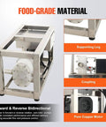90W Electric Viscous Liquid Transfer Pump With Adjustable Speed Six To Ten Liters Per Minute Food Grade Gear And CAM Rotor Pump For Honey Peanut Butter Sesame Paste And Other High Viscosity Fluids Filling Machine Style, stainless steel frame