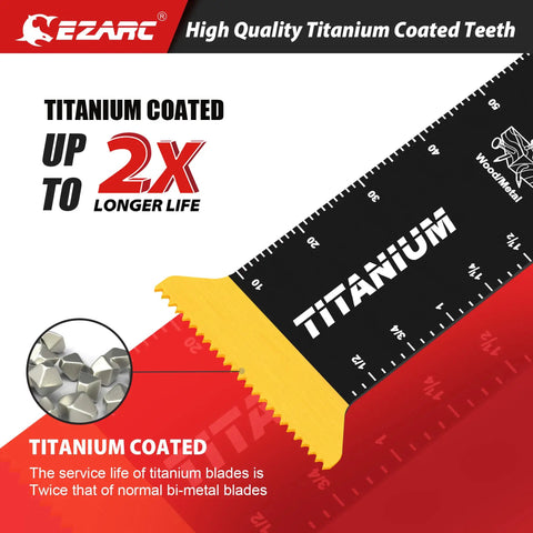 Titanium Oscillating Saw Blades Set For Metal Wood Nails Screws And Plastic Extra Long Two And Three Quarter Inch Reach