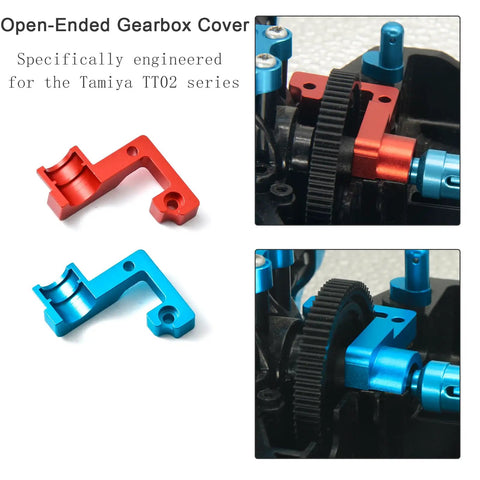 Open Ended Gearbox Aluminum Alloy Spur Gear Covers For Tamiya TT 02 RC Car CNC Machined Motor Gear Case Main Gear Cover