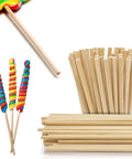 Premium 18 Inch Wooden Dowels Pack Of 36 Smooth Craft Rods Perfect For Diy Art Decor School Fun displayed with lollipops.