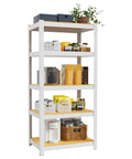 Five Tier White Metal Garage Shelving Unit With 1500 Lbs Total Capacity, 24W X 16D X 60H Storage Rack For Tools, Bins, And Heavy Duty Organization And More with pantry items