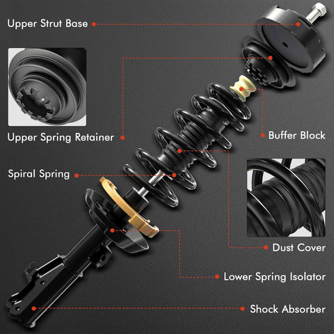 Detailed view of Front And Rear Complete Struts With Coil Spring Assembly For Honda Civic 2006 2011 And Acura CSX 2006 2011, showing components.
