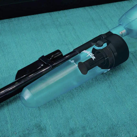 Cyclonic Vacuum Attachment for 18v and 12v Cordless Handheld Tools, clear design with one touch release for easy cleanup.