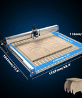 4x4 CNC Router Kit With Dual Z Axis And Closed Loop Motors for wood and metal carving, showing dimensions and cutting area