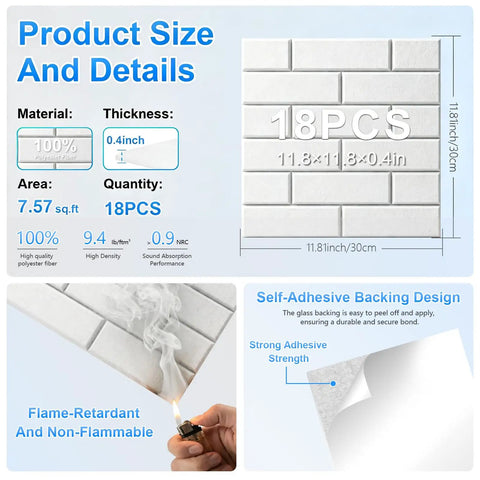 Top Shelf 18 Pack Sound Proof Acoustic Panels For Walls Self Adhesive High Density Noise Reducing Foam Tiles Flame Retardant clean white design