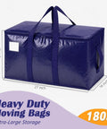 Heavy Duty Moving Bags 6 Pack Large Storage Bags With Zipper And Handles Waterproof Tote Bags in blue, size 27x14x15 inches