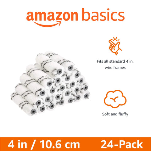 Microfiber Paint Roller Covers 4 Inch 24 Pack for Smooth Finish Shedless and Washable DIY Friendly Ideal for All Paints and Stains