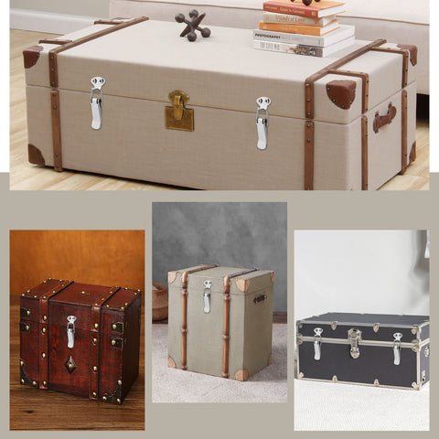 Vintage chests with Beefy Spring Loaded Toggle Latch Set 2.3 Inch Stainless Steel Hasps With Mounting Screws Four Pack For Wooden Boxes