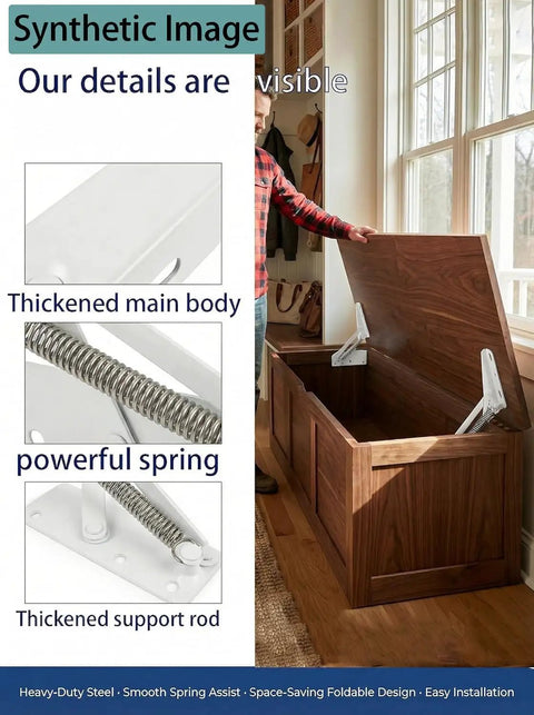 Heavy Duty Flip Up Storage Box Hinges 2 Pack Rust Resistant Cold Rolled Steel Slow Close Spring Action Ultra Smooth Lid Lifts Quiet Durable Performance on storage chest lid