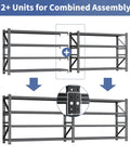 Extra Large Heavy Duty Metal Storage Shelves Built Like A Tank Adjustable Four Tier Garage Rack connecting for combined assembly
