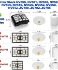 Two For Four Pack Vacuum Filters Replacement For Rotator Pro Lift-Away NV500 Series and Related Models For Easy Home Cleaning Great Fit NV501 NV502 NV503 NV505 NV510 NV520 NV552 UV560 NV642 ZU780 ZU782 ZU785 Xff500 Xhf500, showing filters layout and dimensions.