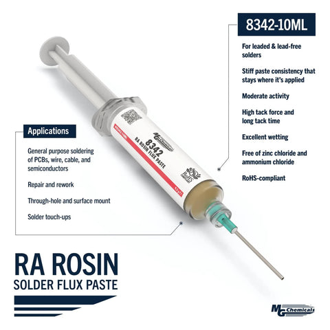No Clean Flux Paste 8341 10ml with Pneumatic Dispenser for Touch Up Soldering, excellent wetting, RA Rosin Solder Flux Paste