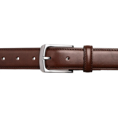 32mm Dark Tan Genuine Leather Belt For Men With Edge Stitch Detailing And Nickel Buckle Your Go To Everyday Wear Accessory Classic Style Size 38 High Quality Craftsmanship