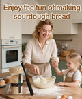 Woman and child baking with 24 Oz Wide Mouth Sourdough Starter Jar Kit With Glass Fermentation Container Date Marker Thermometer